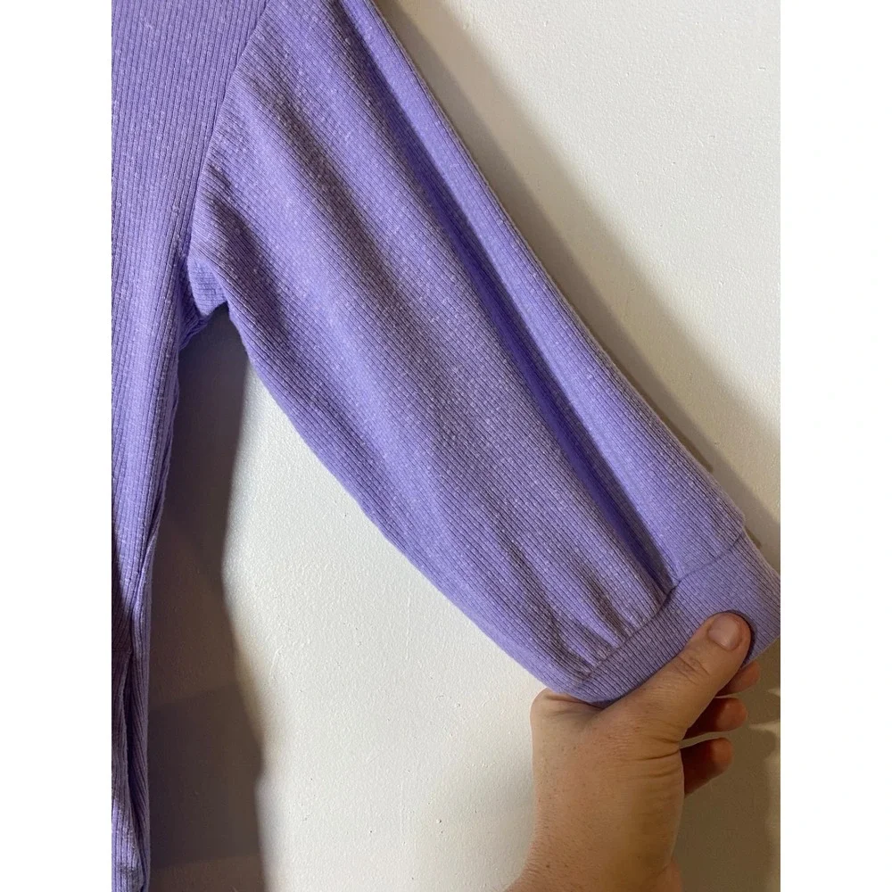 Athleta Girls Size 7 Purple‎ Ribbed Long Sleeve Pocket Shift Dress Athleisure